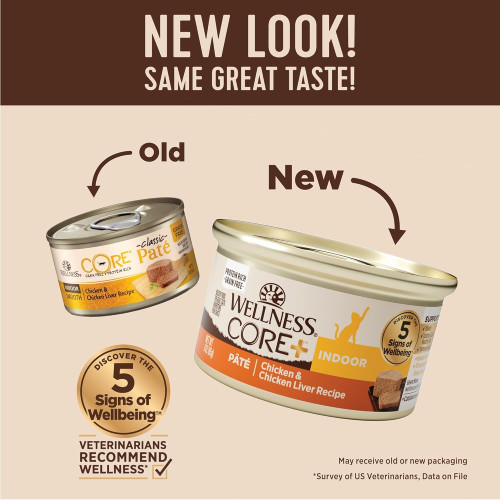 (新包裝 升級版) Wellness CORE WC2 Indoor Pate : Chicken & Chicken Liver Recipe 5.5oz (7910)室內除臭 雞肉拼雞肝 無穀物 經典肉醬主食罐